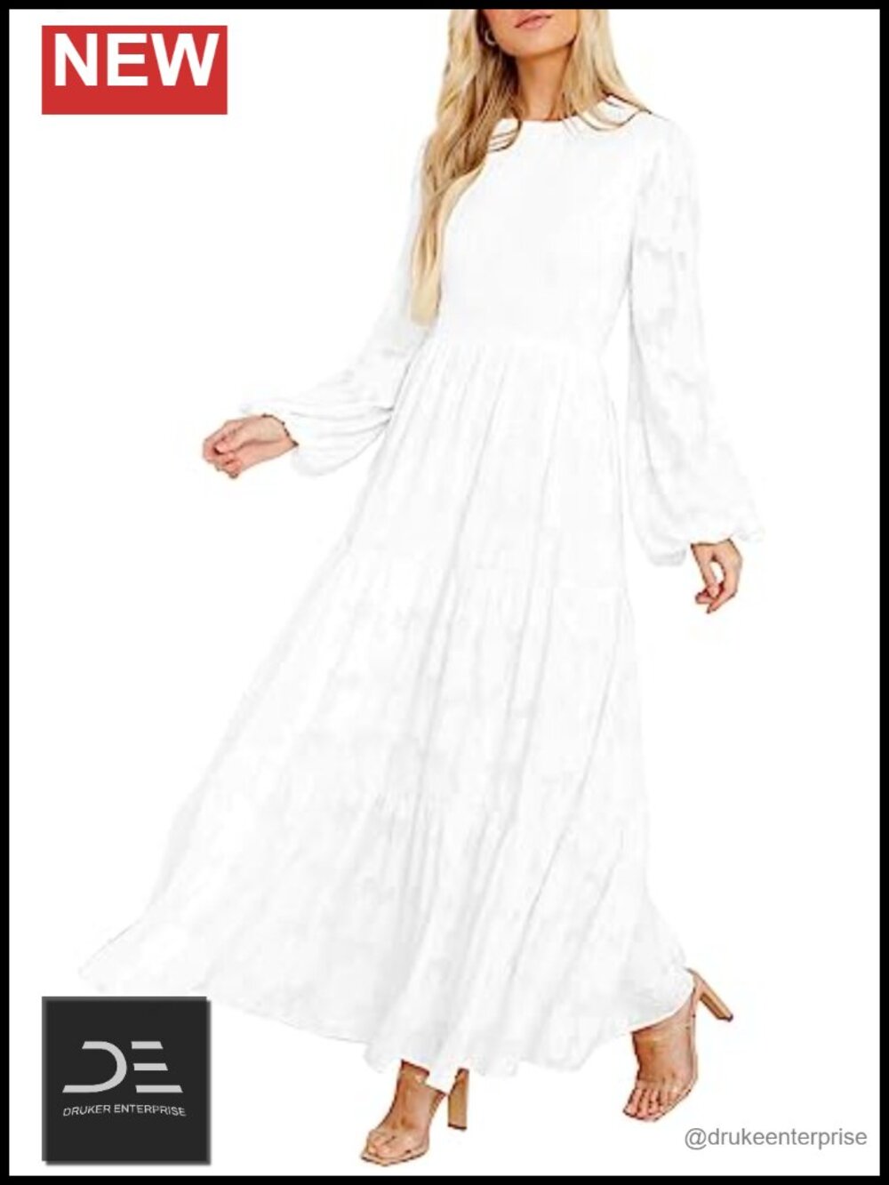 MITILLY Women's Long Sleeve Maxi Dress Modest Formal Wedding Guest A-Line
